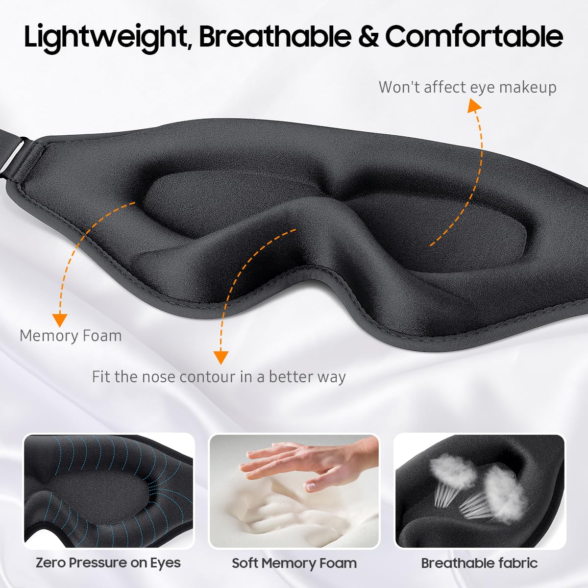 Sleep Mask, Premium Eye Mask for Sleeping, Total Blackout, Super Soft Comfort, Adjustable Fit, Upgraded 3D Ergonomic Designed Sl