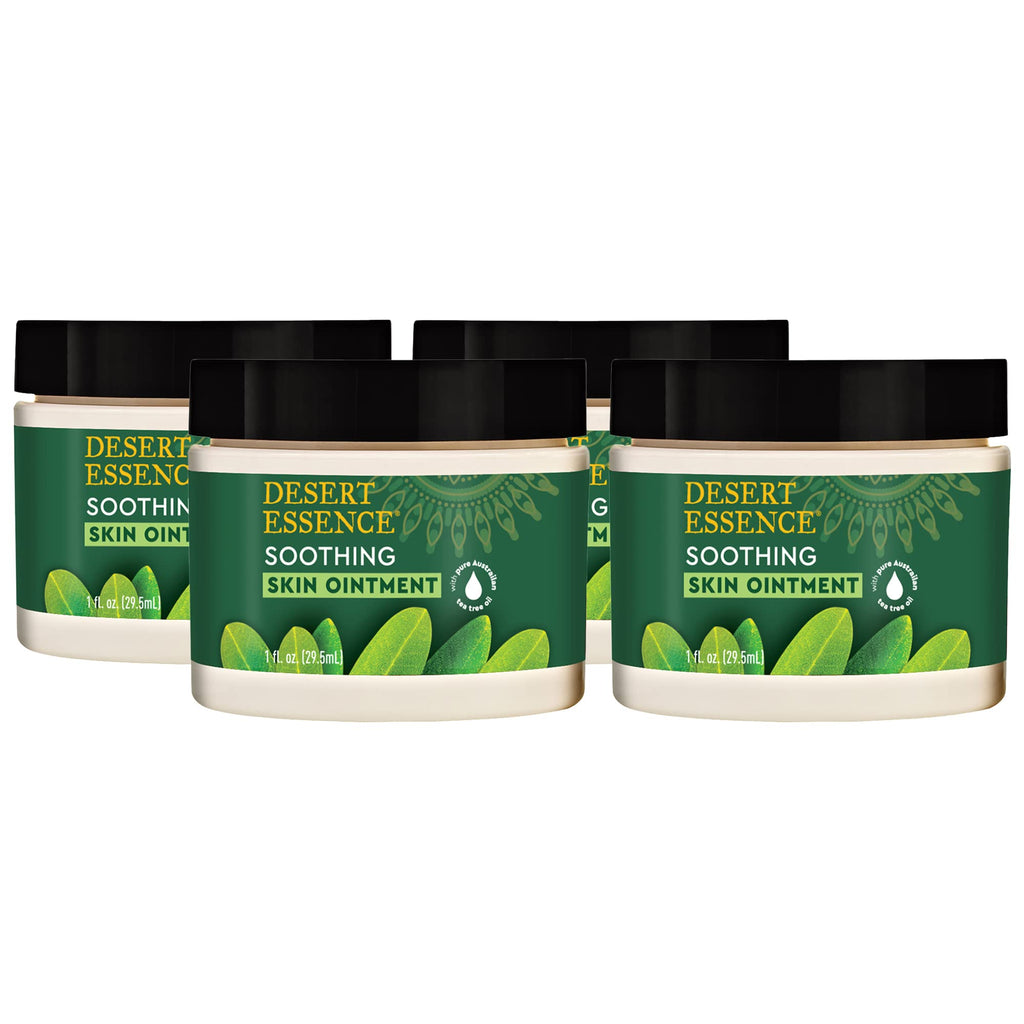 Desert Essence Organic Tea Tree Oil Skin Ointment - 1 Fl Oz - Pack of 4 - Jojoba & Lavender Essential Oils - Vitamin E - Sweet A