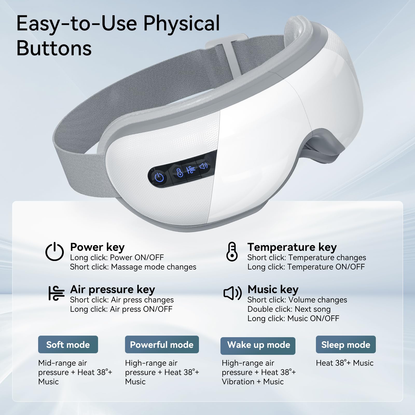 prabensei Eye Massager, Rechargeable Eye Mask with Compression & Music, Electric Sleep Mask for Relieve Puffy, Dark Circles, Eye