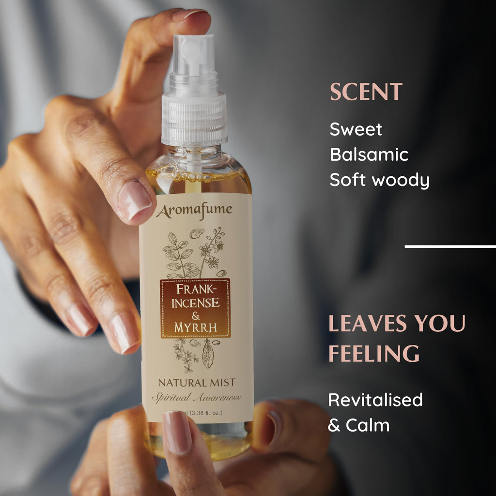 Aromafume Frankincense & Myrrha Natural Resin Mist Spray 100 ml / 3.3oz | Ideal for deep Relaxation, Spirituality & Rituals | Ma