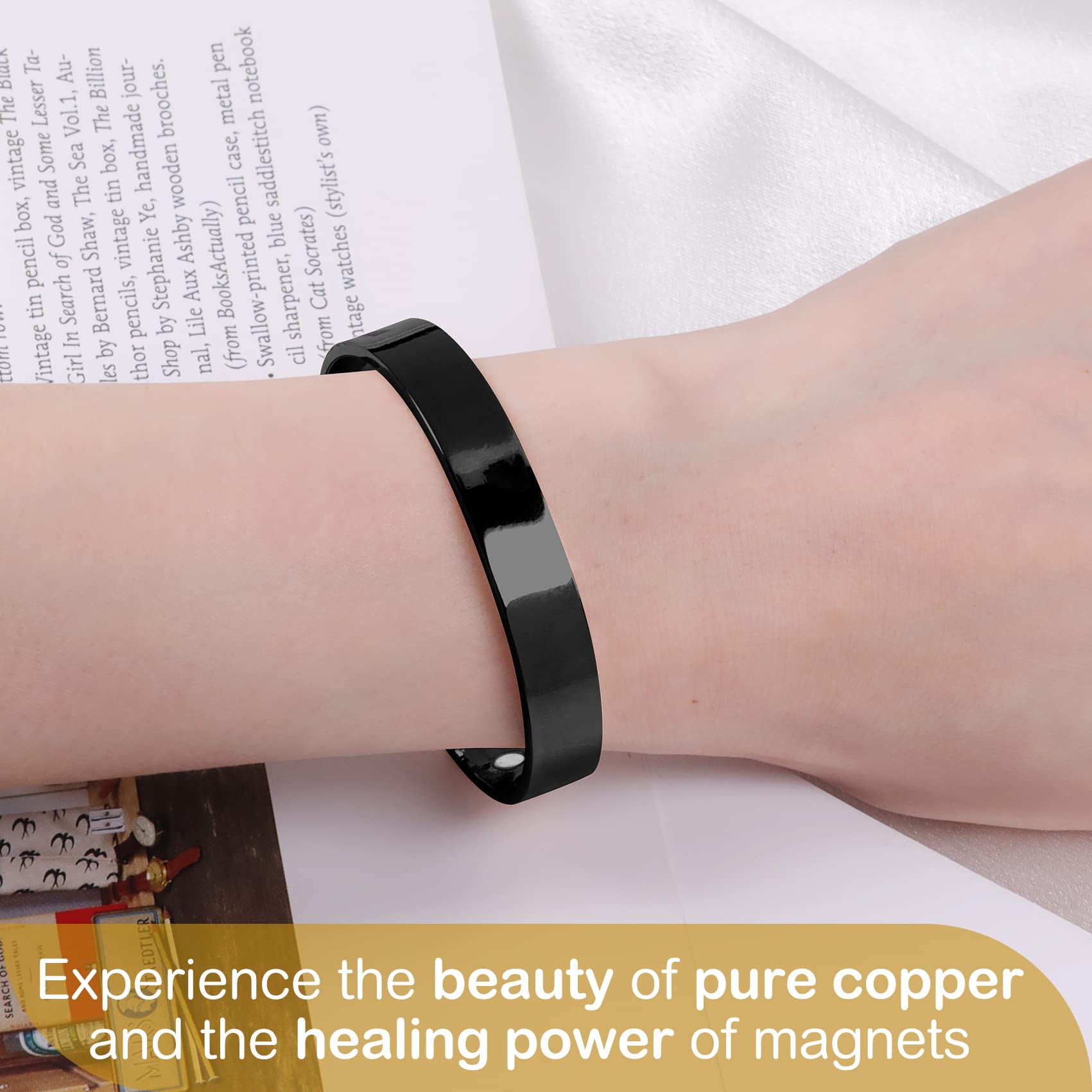 Feraco 2 Pcs Copper Magnetic Bracelet for Women Men,Sleek Magnetic Bracelet with 99.9% Pure Copper,Cuff Bangle with Gift Box,Gif