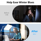 SUXIO Light Therapy Lamp - 12000 LUX Therapy Lights, Happy Lamp with Remote, Light Box Therapy with 3 Timer & 4 Brightness, LED