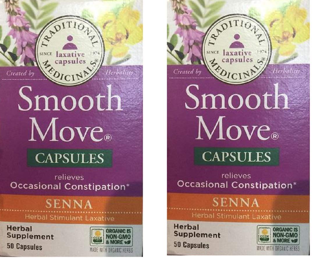 Traditional Medicinals Teas Smooth Move Senna, 50 Caps (Pack of 2)