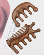 Melous 4 in 1 Sandalwood Gua Sha Massager, Scraping Massage Comb, Meridians Tool for Hair, Face, Eye Neck Body Massage