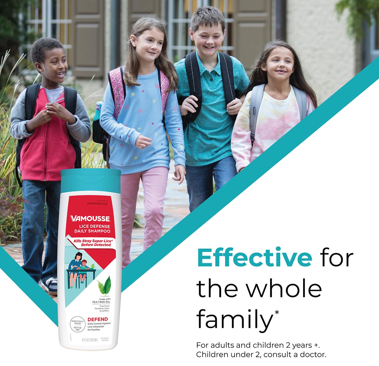 Vamousse Head Lice Defense Daily Shampoo, Use After Exposure or Treatment, Prevents Lice Infestation, No Parabens, Sulfates or D