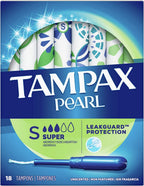 Tampax Tampons Pearl Super 18 Count Unscented (Pack of 6)