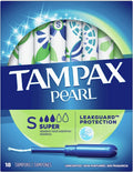 Tampax Pearl Tampons, Plastic Applicator, Super Absorbency - 18 ea., Pack of 3