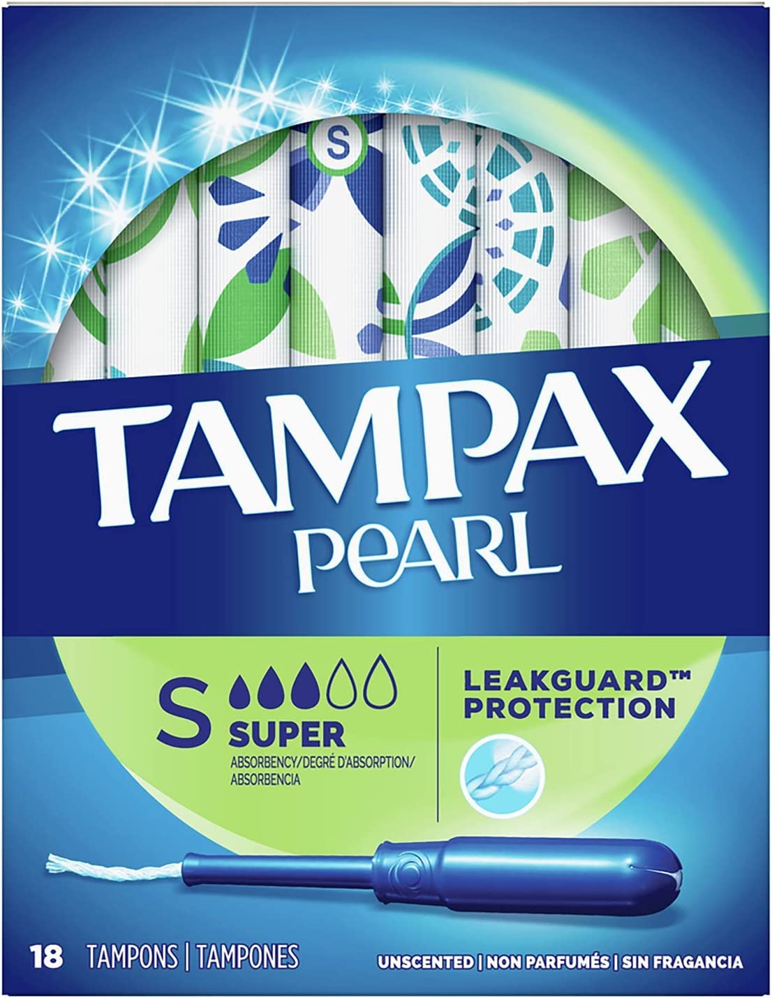 Tampax Pearl Tampons, Plastic Applicator, Super Absorbency - 18 ea., Pack of 3