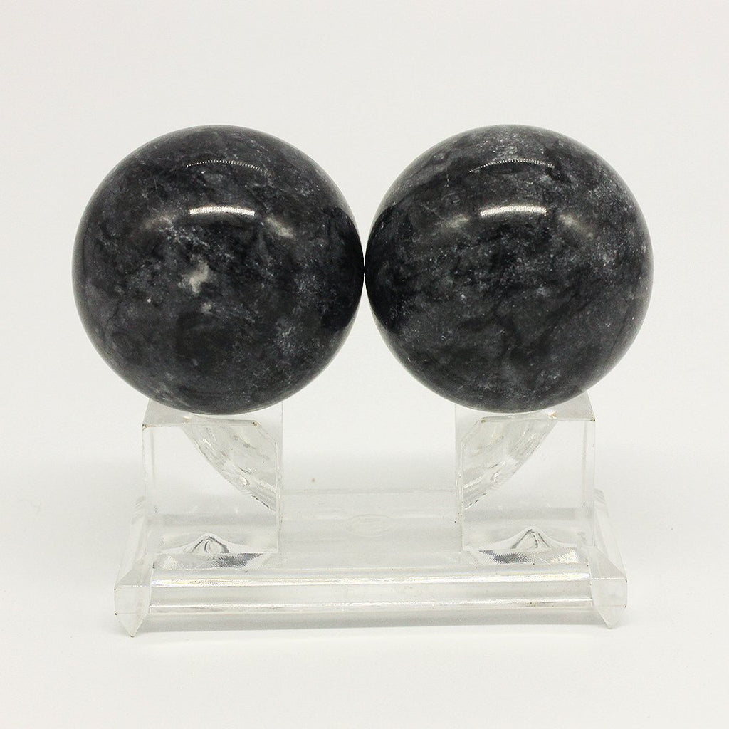 BRABUD 2in Marble Health Stress Exercise Baoding Balls Black Grey Craft Collection BS002