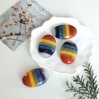 Loveliome Natural 7 Chakra Oval Polished Worry Stones, Healing Crystal Indoor Fountain Stones Massage Energy Anxiety Relief Item