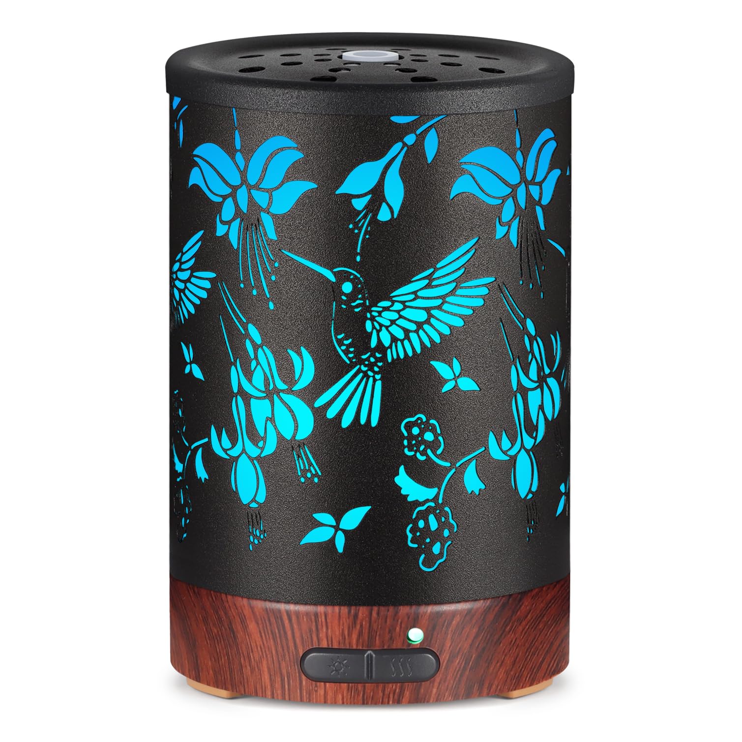 Metal Essential Oils Diffuser 150ML Christmas Aromatherapy Diffuser Cool Mist Humidifier with 7 Colors Lights Waterless Auto Off