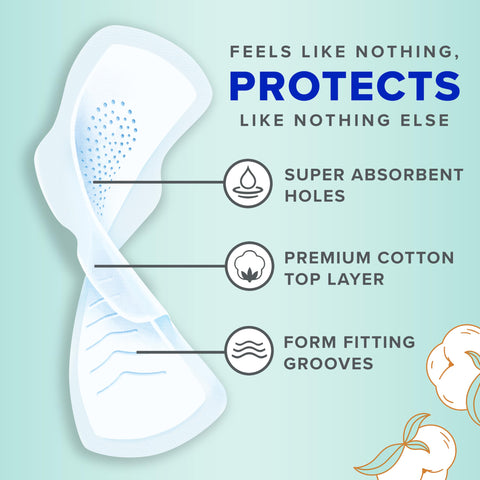 Always Pure Cotton Feminine Pads for Women, FlexFoam Pads with Wings, Size 3, Extra Heavy Flow Absorbency, Made with a Premium C