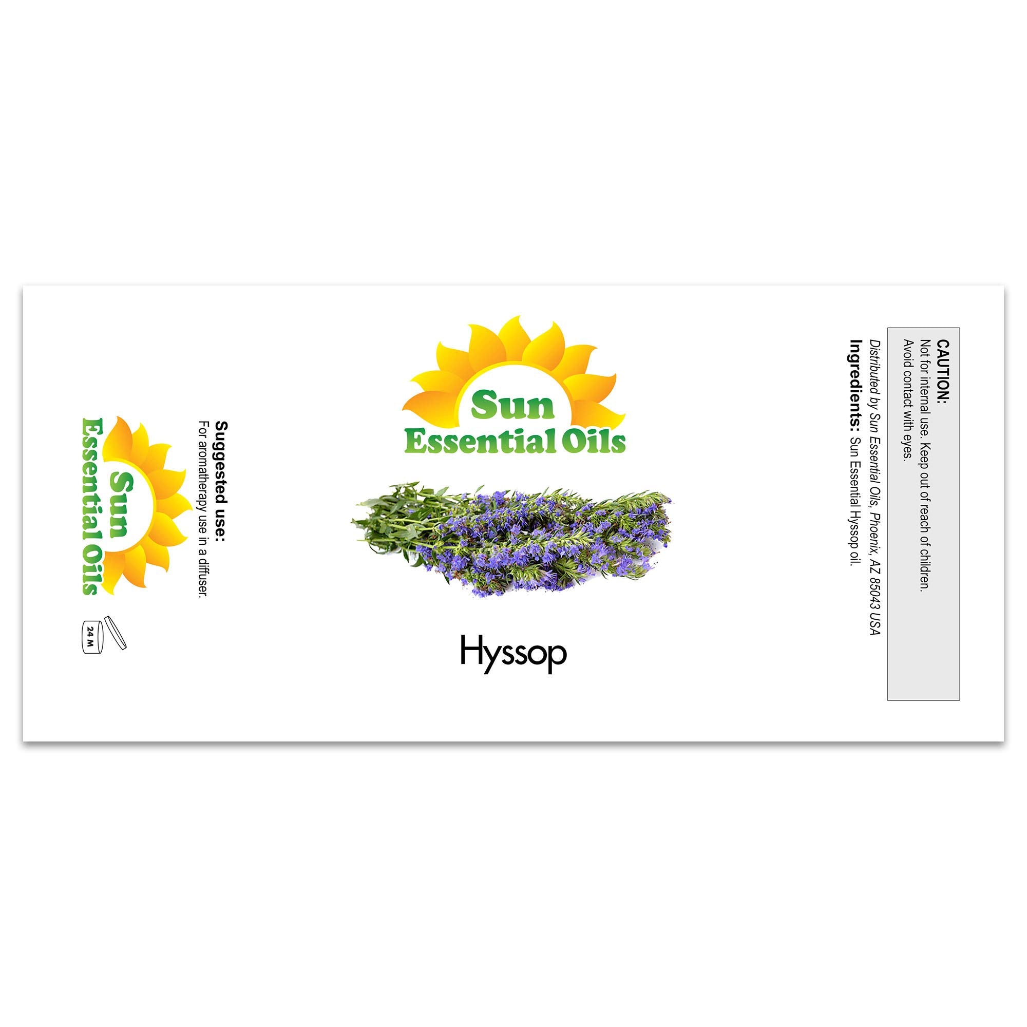 Sun Essential Oils - Hyssop Essential Oil 16oz for Aromatherapy, Diffuser, Soothing, Relaxation