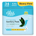 Blissnatural Sanitary Pads Xxl 320Mm Heavy Flow (Pack Of 34) | Extremely Soft, RashFree, Leakproof | PlantBased
