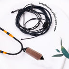 Runyangshi Smoky Quartz Healing Crystal Pendants, Double Pointed Natural Crystal Quartz Necklace 6 Faceted Chakra Crystal Wand S