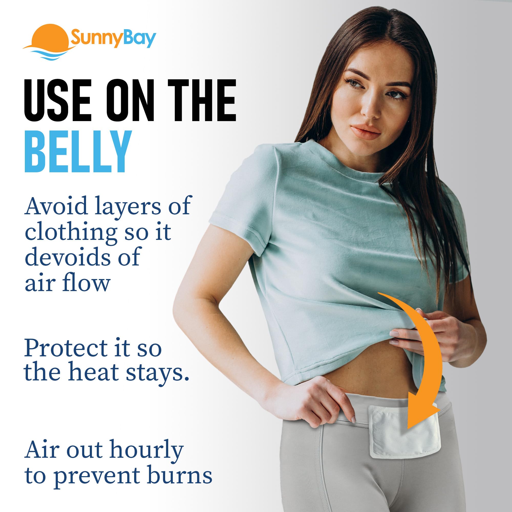 SunnyBay Adhesive Heat Patches for Neck, Knee, and Upper or Lower Back, Air-Activated Heat Pads for Menstrual Cramps, Stiffness,