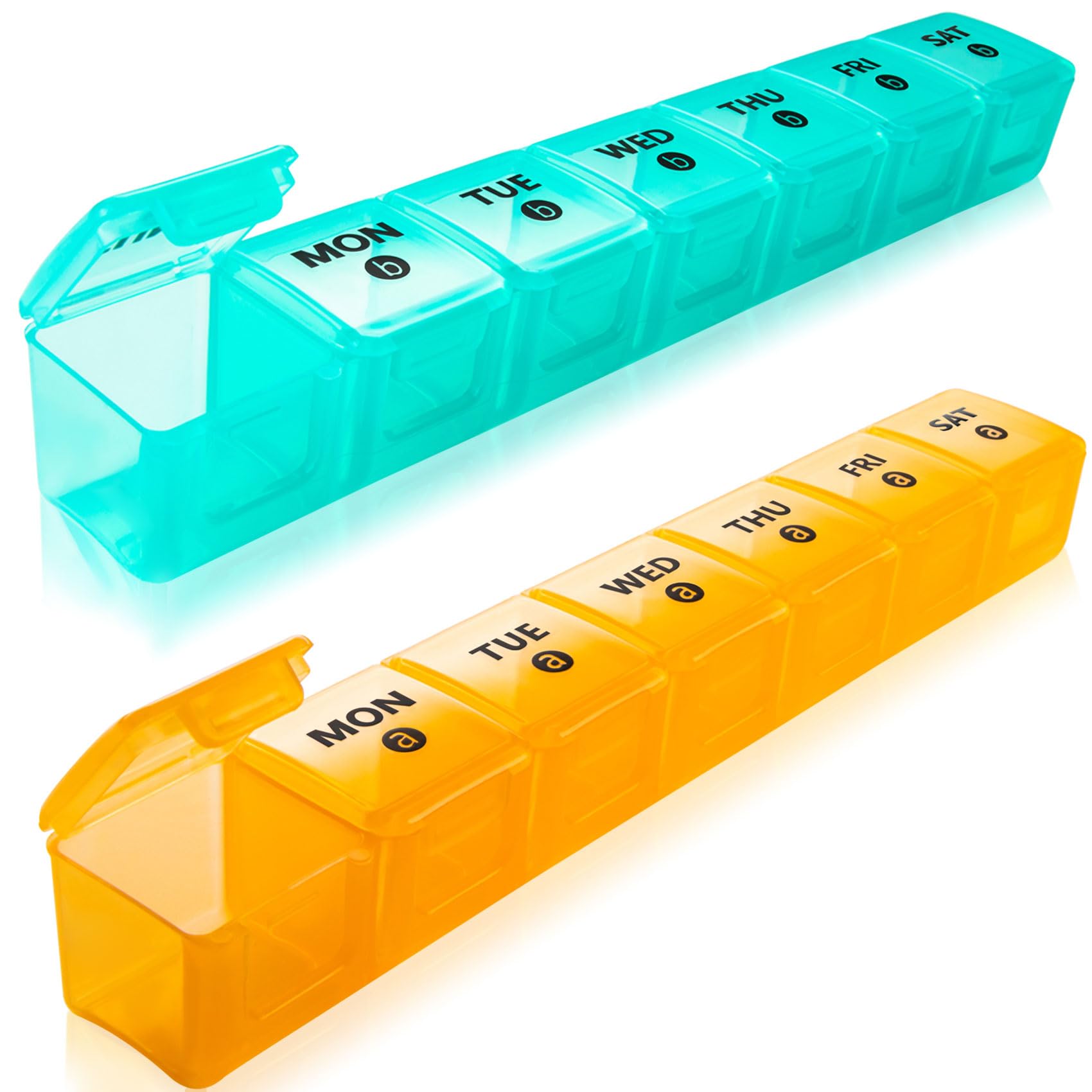 2-Pack Large Weekly Pill Organizer,7 Day Pill Cases Organizers Once A Day,Am Pm Pill Container 14 Compartment,Daily Vitamin Pill