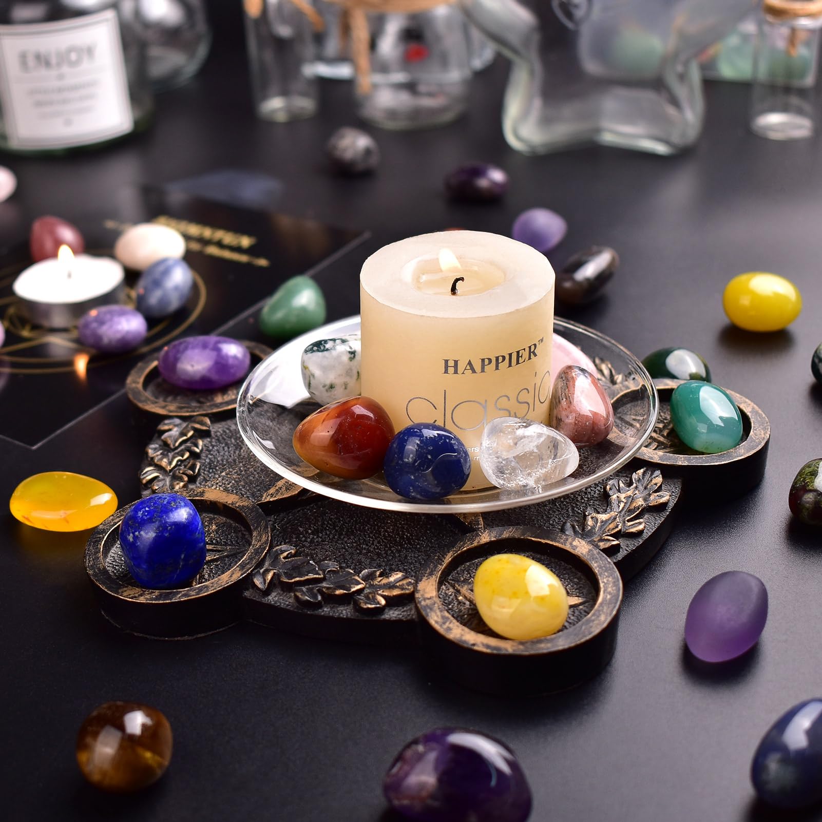 SigMntun Polished Stone Set Cherry Blossom Agate Crystals, Handpicked Tumbled Gemstones Rocks, Pebbles for Reiki, Chakra, Healin