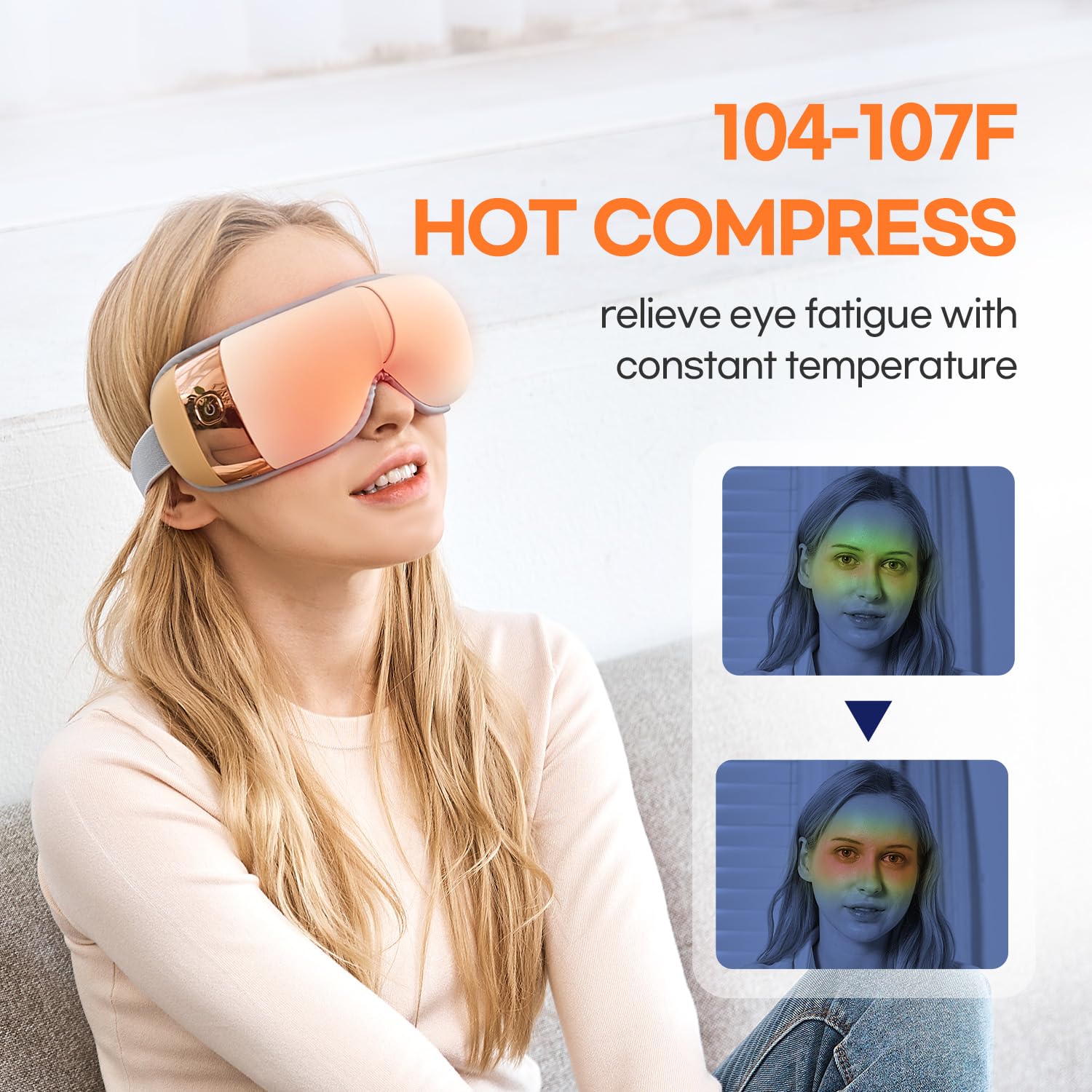 HubiCare Eye Massager with Heat, Heated Eye Mask with Bluetooth Music for Migraine Relief, Dry Eyes, Relax and Reduce Eye Strain