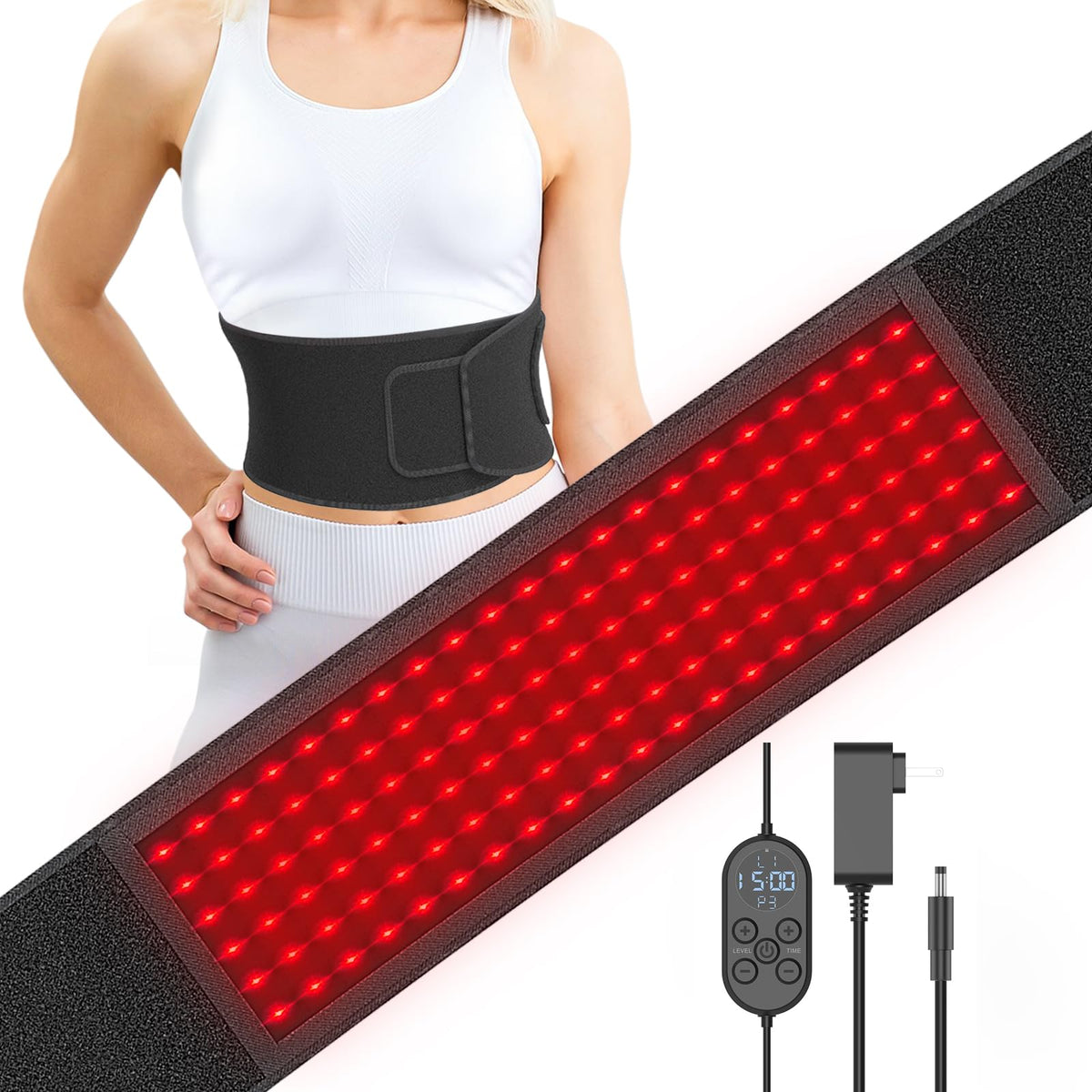 Red Light Therapy Belt NearInfraredLight Therapy Wrap for Body Wearable Large Pad for Waist Back Shoulder with Timer Controlle