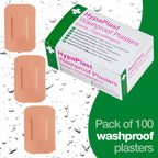 HypaPlast Large Pink Washproof Plasters, 7.2x5cm (Pack of 100) Sterile Hypoallergenic