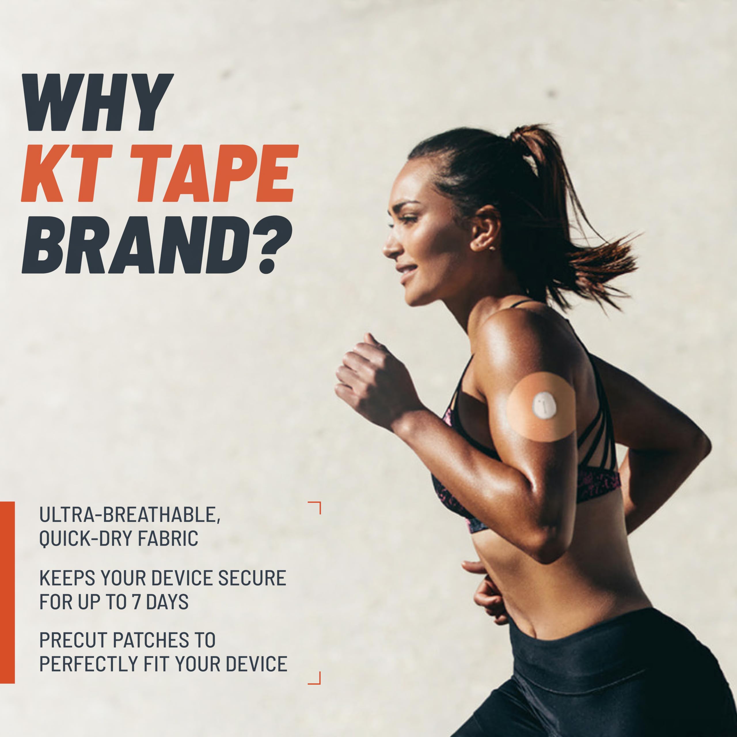 KT Tape, Dexcom G7 CGM Patch, Pro Extreme Water Resistant Adhesive, Ultra-Breathable Synthetic Fabric