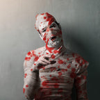Preboun Halloween Mummy Bandage Wrap Bloody Gauze Zombie Makeup Props Creepy Costume Bandage Cosplay Party(Red,32.81 ft X 5.91 I