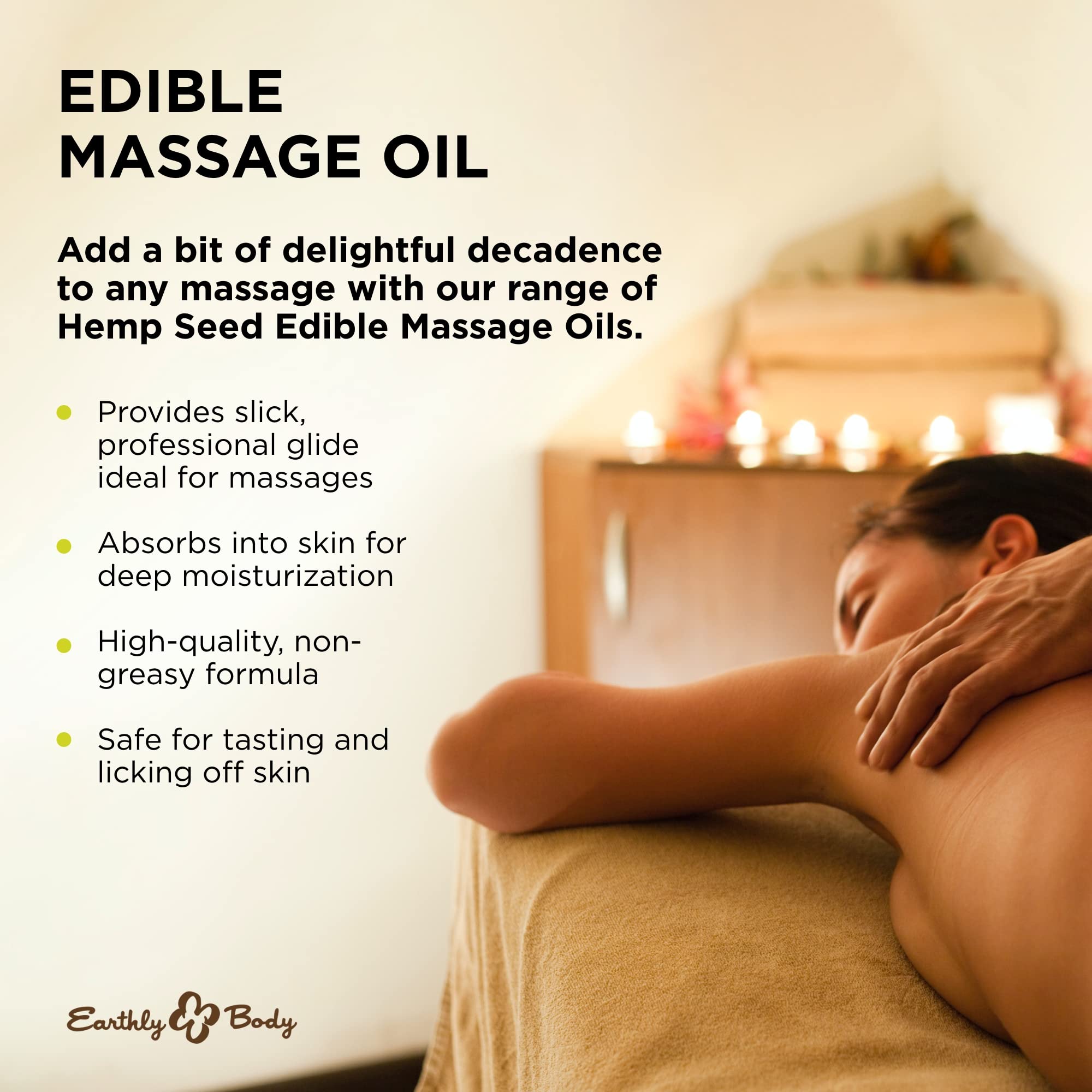 Earthly Body Edible Massage Oil, Cherry - 8 fl. oz. - Hemp Seed, Almond, Grapeseed, Apricot & Vitamin E Oil - Vegan & Cruelty Fr