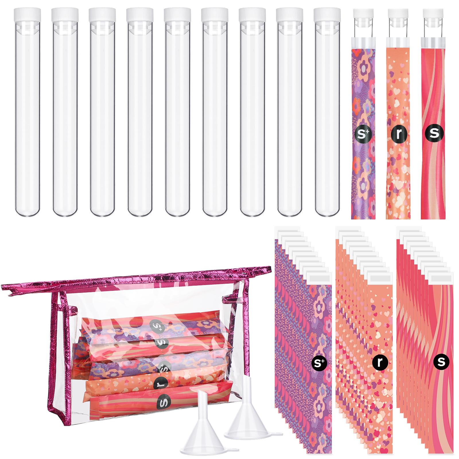 FoldTier 39 Pcs Tampon Set Includes 12 Reusable Plastic Tube for Women Tube Containers Tampon 24 Self Adhesive Wrappers 1 PVC Cl