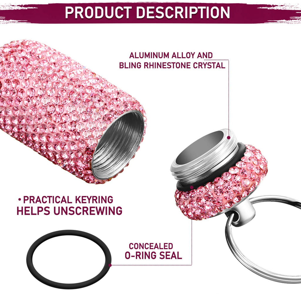 3 Pieces Bling Pill Container Portable Pill Bottle Case Travel Pill Holder Storage with Keychain for Outdoor Camping Traveling (