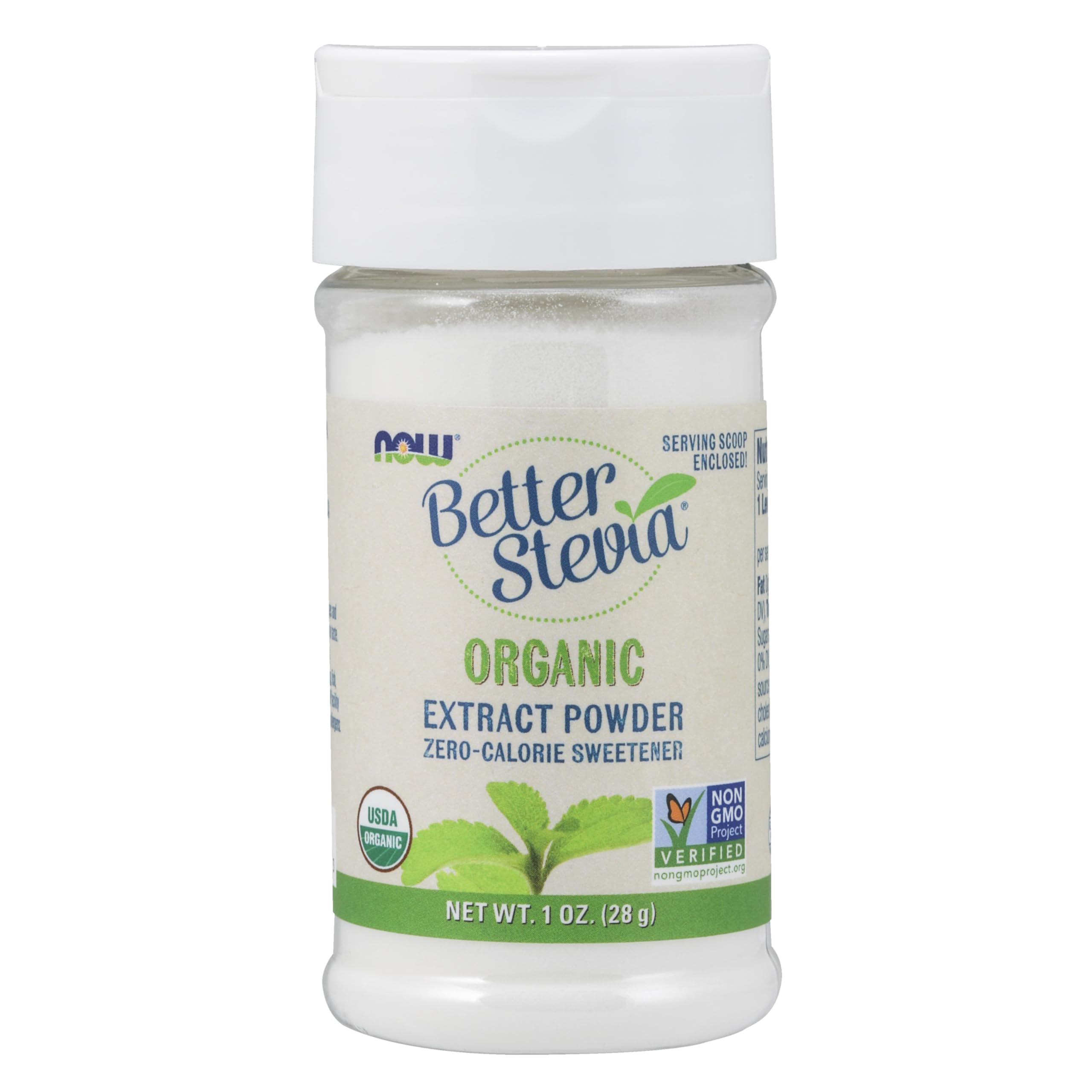 NOW Foods, Certified Organic Better Stevia, Extract Powder, Zero-Calorie Sweetener, Certified Non-GMO, 1-Ounce(Pack of 1)