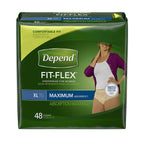 Depend FIT-FLEX Incontinence Underwear For Women, Disposable, Maximum Absorbency, Extra-Large, Blush, 48 Count (2 Packs of 24) (