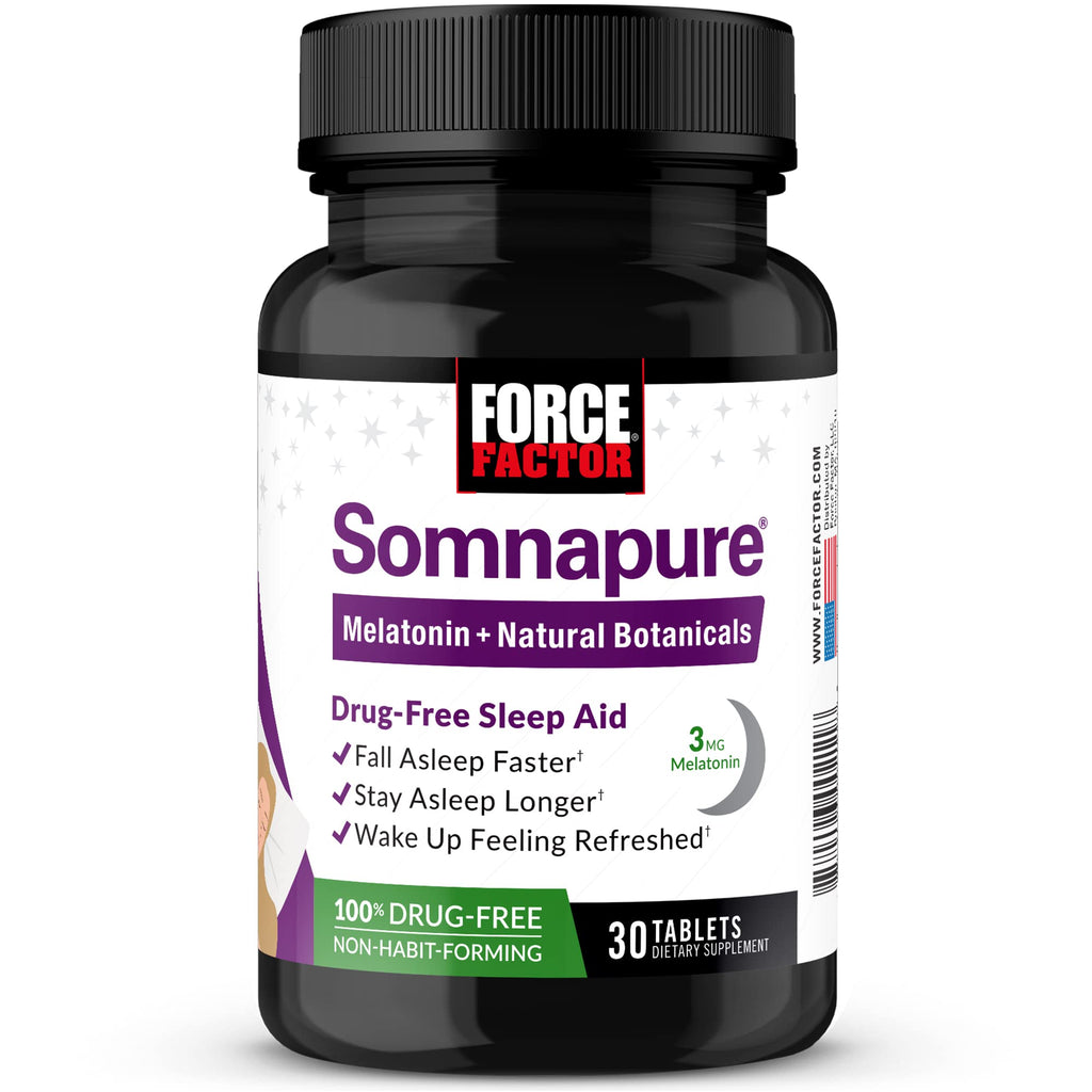 Force Factor Somnapure Drug-Free Sleep Aid for Adults with Melatonin, Valerian Root, and Lemon Balm, Non-Habit-Forming Sleeping 