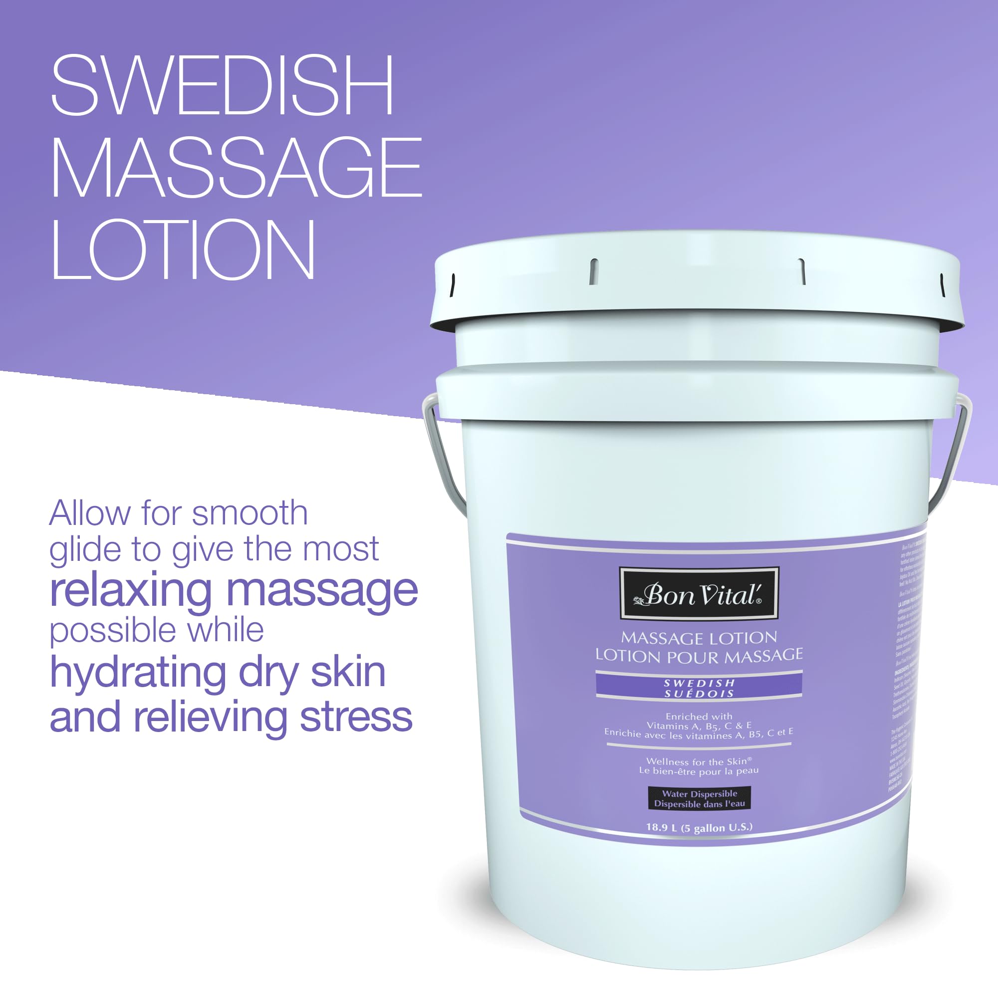 Bon Vital Swedish Massage Lotion for Skin Tone Improvement, Dry Skin Repair, Increased Circulation, and Stress Relief, Great fo