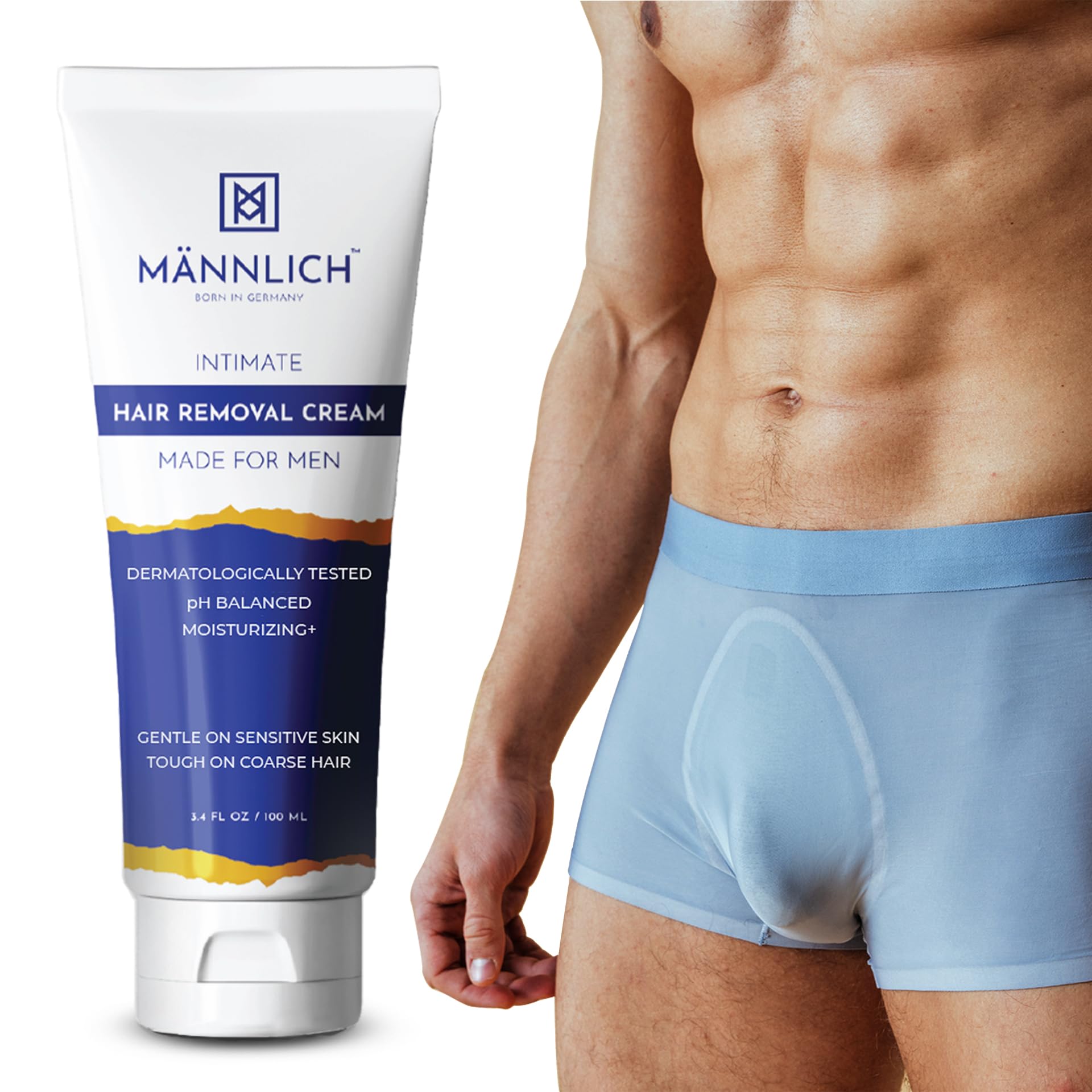 Mannlich Intimate/Private Hair Removal Cream For Men (100 Ml) | Painless, Faster, Soothing For Unwanted Coarse Pubic Hair, Suita