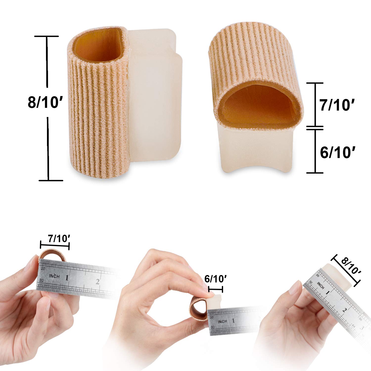 Povihome 6 Pack Gel Toe Spacer Separators(0.6'' Thick), Bunion Corrector for Overlapping Toe (1st/2nd Toe), Silicone Toe Spacers