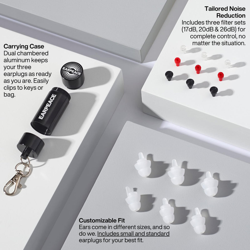EarPeace Music - Concert Ear Plugs - Earplugs for Noise Reduction up to 26dB - High Fidelity Ear Plugs for Concerts, Musicians a