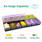 Mossime XL Large Daily Pill Organizer 2 Times a Day, Extra 7 Day Pill Box Am Pm, Weekly Day Night Vitamin Holder, Medicine Organ