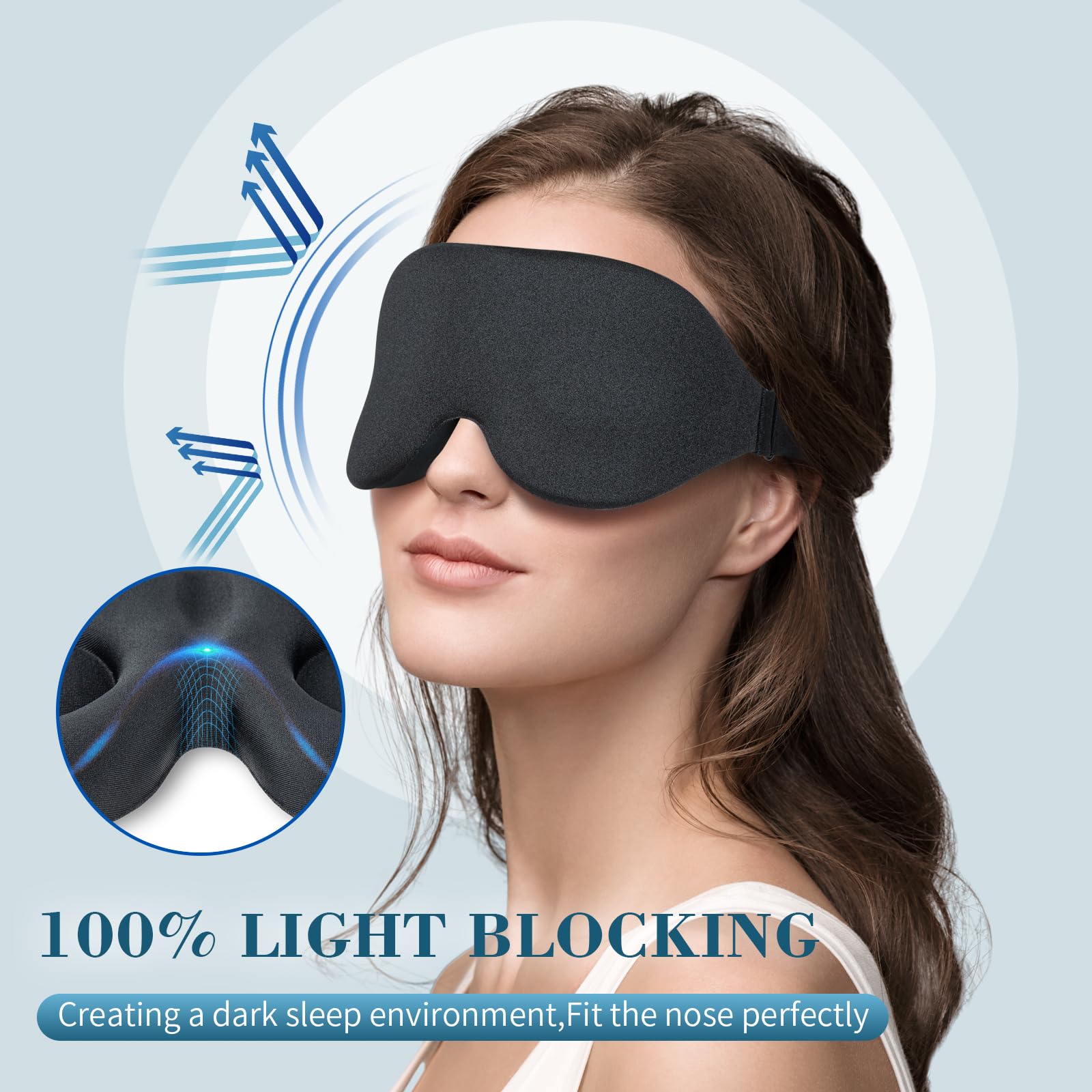 ZGGCD Sleep Mask for Side Sleeper, Light Blocking Sleeping Eye Mask for Women Men, 3D Contoured Cup Night Blindfold, Luxury Eye