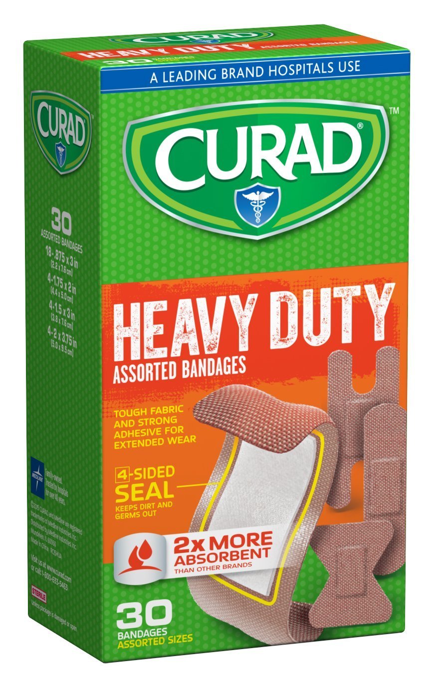 Curad Heavy Duty Assorted Bandages 30 ea ( Packs of 3)