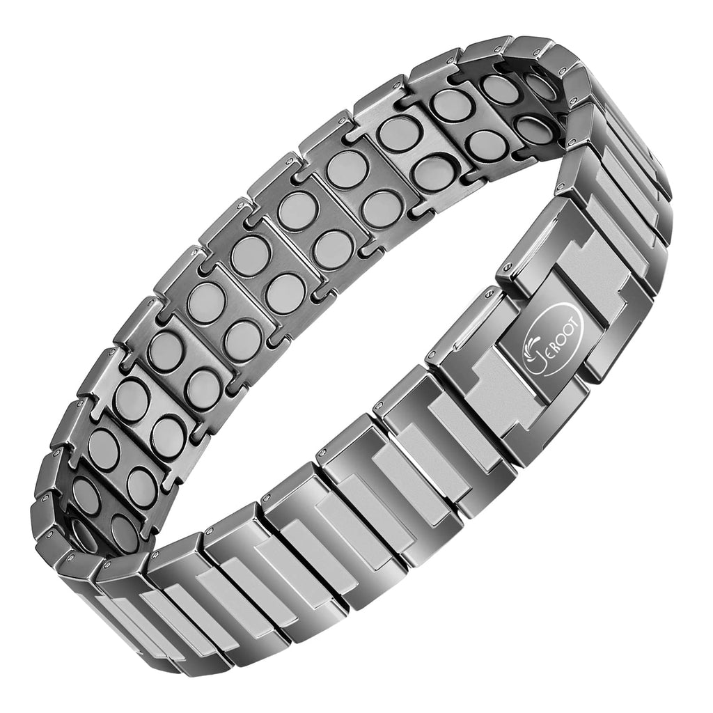 JEROOT Upgraded Magnetic Bracelets for Men, Pure Titanium Double Row Ultra Strength Magnets(4000 Gauss Per Magnet) Bracelets, Me