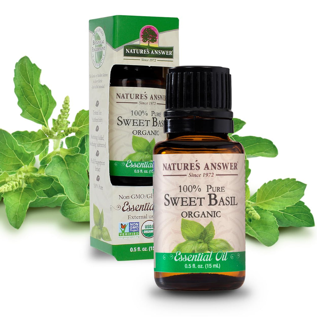 Natures Answer 100% Pure Organic Essential Oil, 0.5-Ounce, Sweet Basil