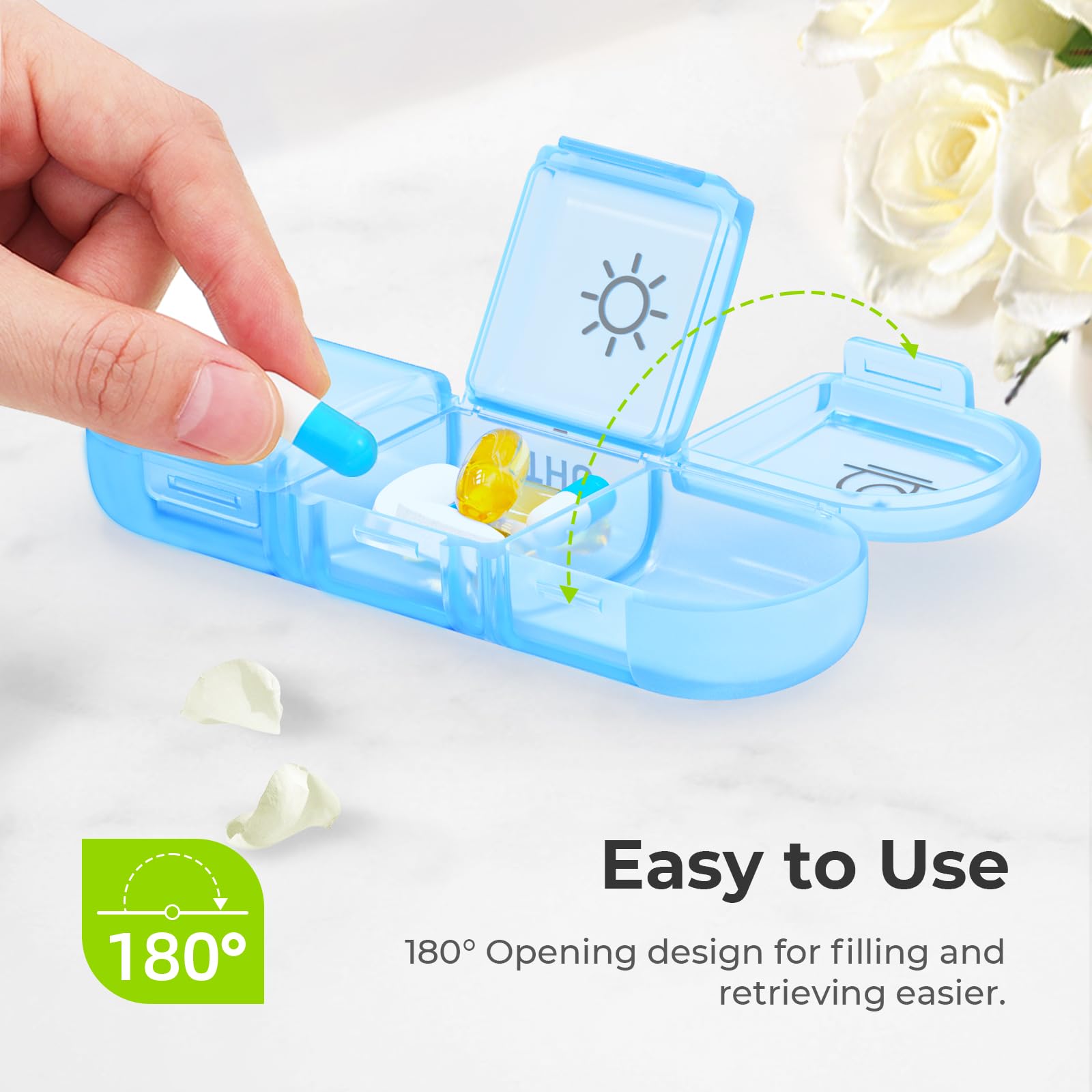 AUVON Weekly Pill Organizer 3 Times a Day, Large Pill Box 7 Day with A PU Leather Bag, Protabel Travel Pill Case Medication Remi