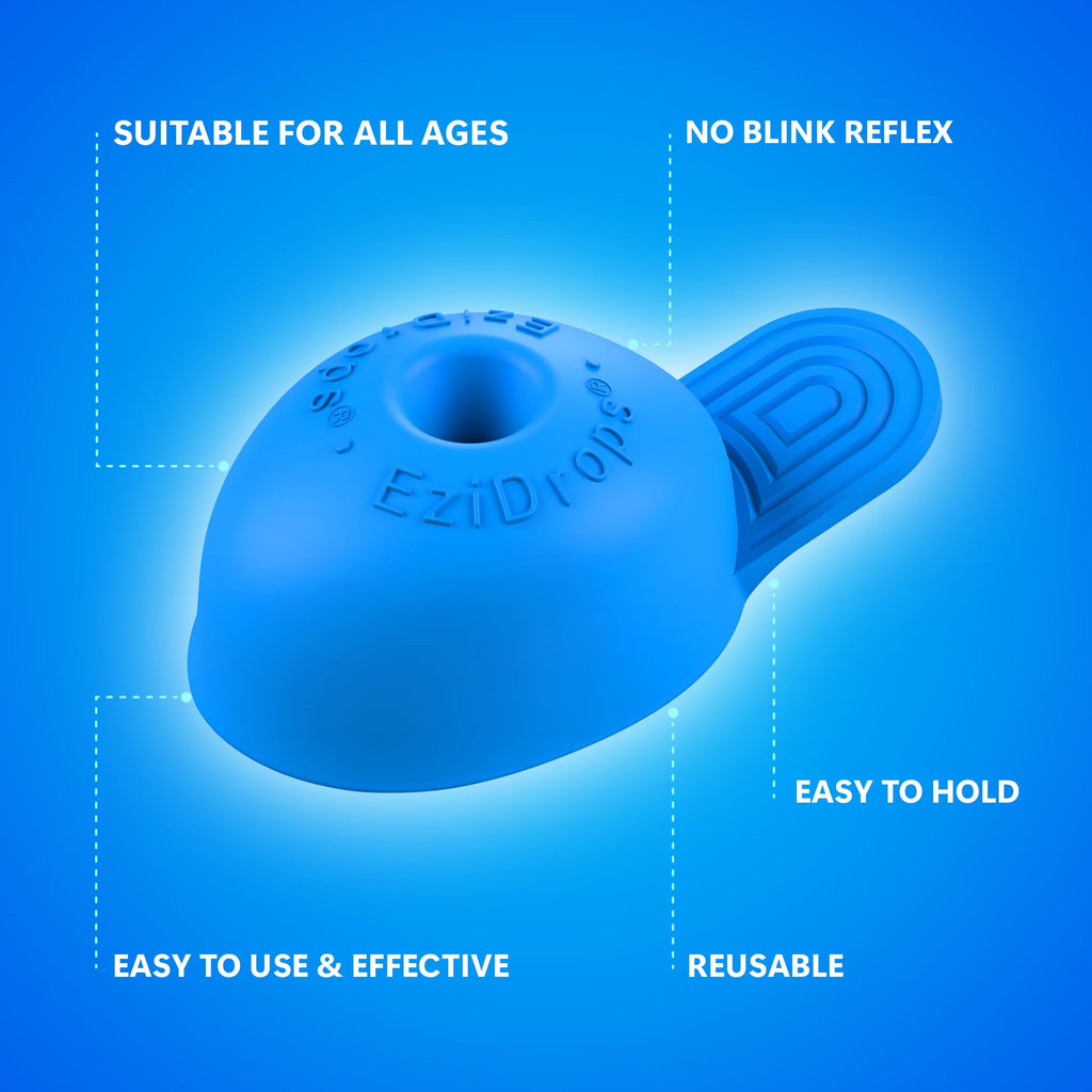 EziDrops Eye Drop Dispenser - Suitable for Nozzle Head Bottles Only - no More Involuntary Blinking and Fluids Wastage - Reusable
