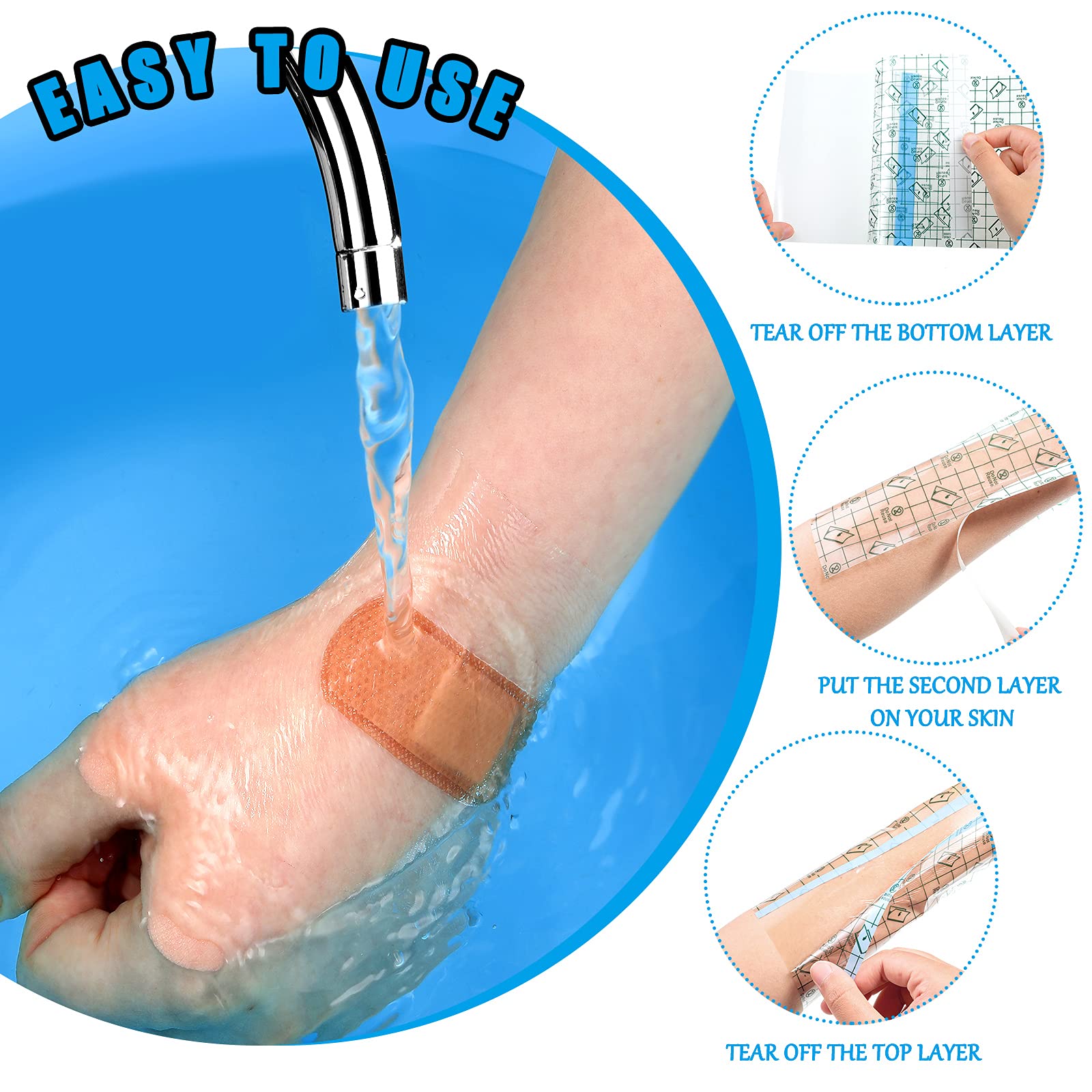 36 Sheets Adhesive Waterproof Bandage Cover Transparent Stretch Bandage Film Dressing Clear Shower Protector Film Large Disposab