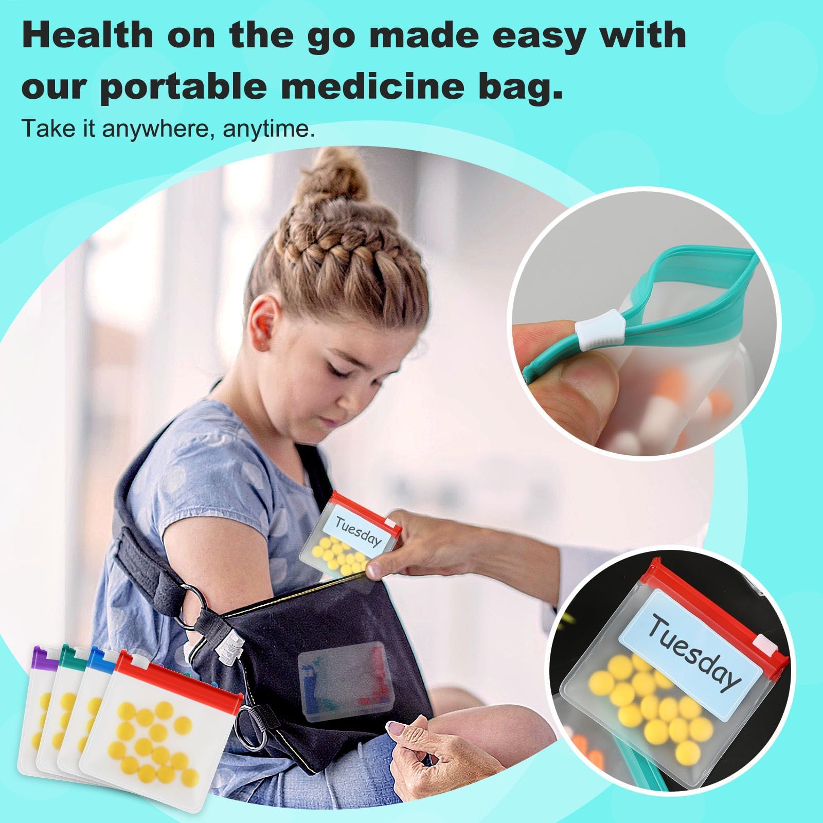 MARFOREVER 39 Pcs Pill Pouch Bags Set - Zippered Pill Bags Box Travel Pill Organizer Reusable Ziplock Bags Medicine Organizer Pi