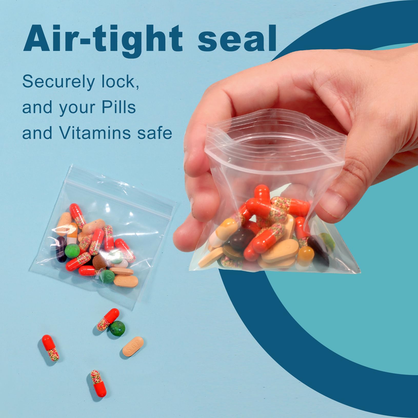100 Packs Pill Bags 6 mil Sturdy 3x2.75 inch Pill Pouches BPA Free Seal Waterproof Handy Reusable Pill Bags for Travel Small Pla