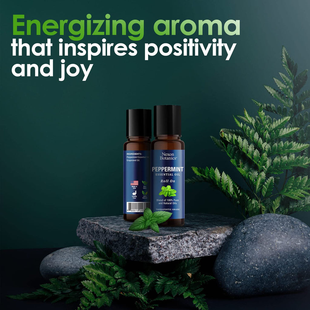 Peppermint Essential Oil Roll-On - Peppermint Oil Roll-On with Fresh & Minty Fragrance - Roll On Essential Oils for Aromatherapy