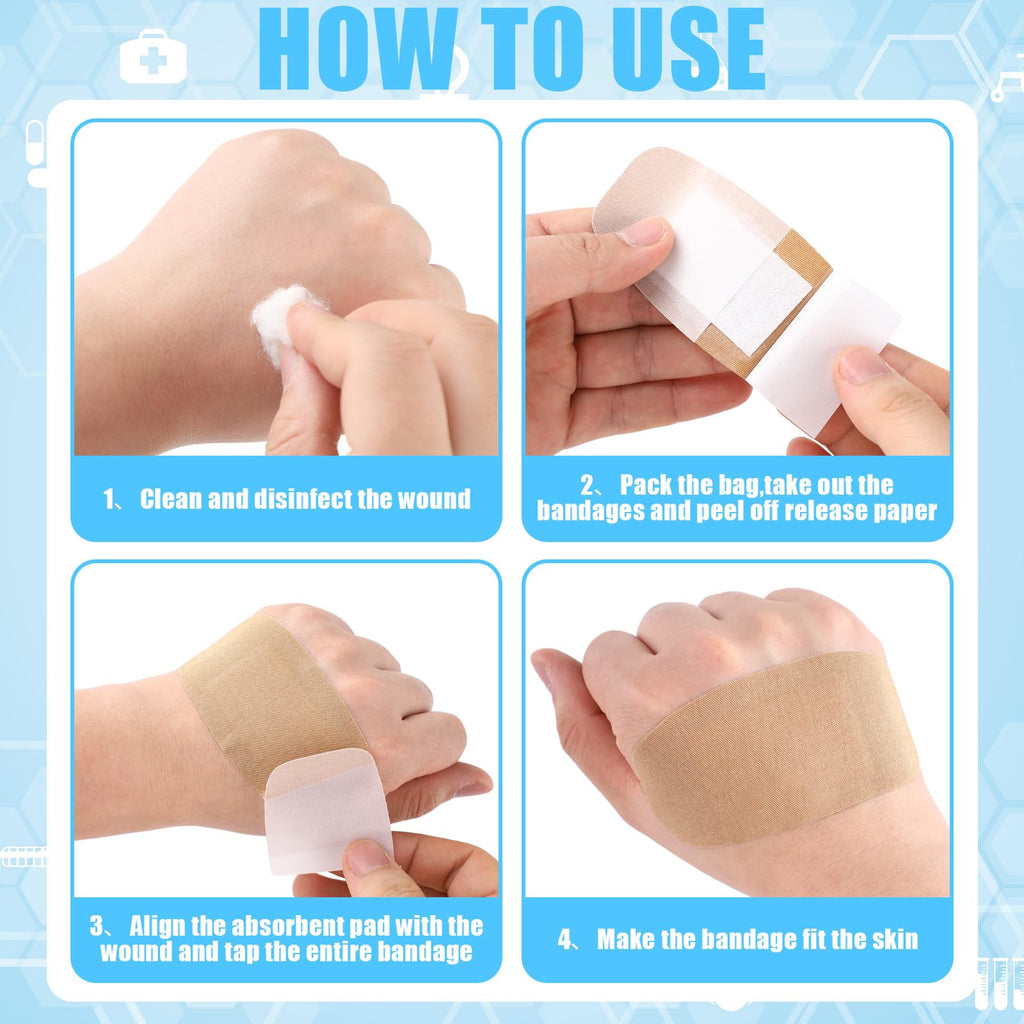 Sinmoe 400 Pcs Large Bandages Bulk Big Flexible Adhesive Wound Care Fabric Bandages for Care and Protect Wounds, 2 x 4 Inch