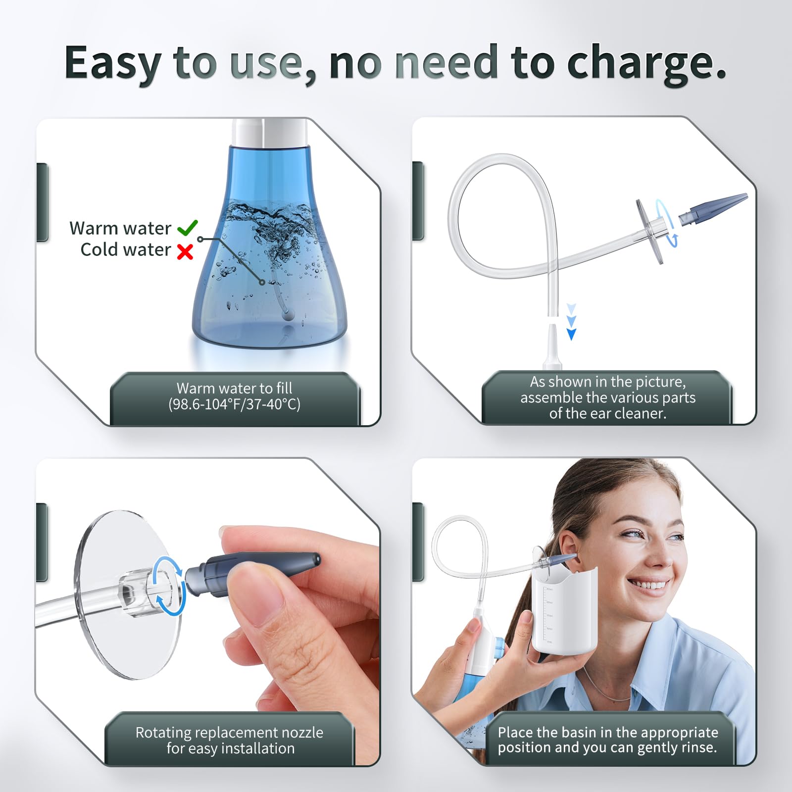 Ear Wax Removal, Ear Cleaner, Ear Wax Removal Kit, Ear Wax Removal Tool, Manual Ear Irrigation Flushing System, Ear Cleaning Kit